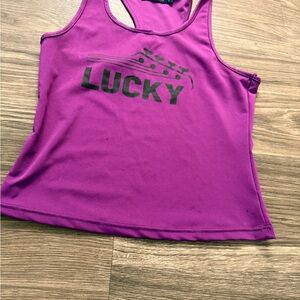 Lucky Brand Magenta Racerback Logo Tank